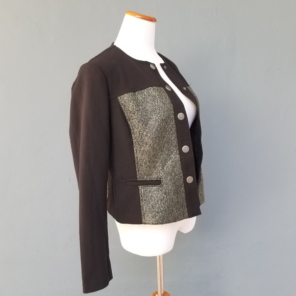 Cabi Mixed Media Snap Button Textured Jacket - Picture 6 of 8